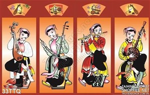 Tranh Tứ Quý cô gái chơi đàn