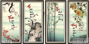 Tranh Tứ Quý sơn thủy 4 mùa