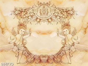 Tranh thiên thần nền cá cẩm thạch vàng