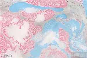 Vân đá, Marble nền xanh vân đỏ trắng