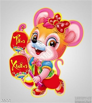 Vector con chuột dễ thương chúc tết Tân Xuân 2020