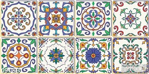 Tranh gạch ô vuông in hoa văn đa dạng