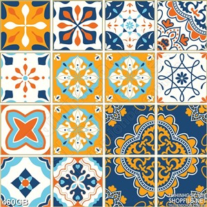 Tranh gạch ô vuông in uv màu vàng cổ điển