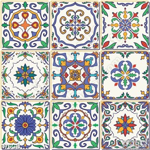 Tranh gạch bông in bếp họa tiết màu trang nhã