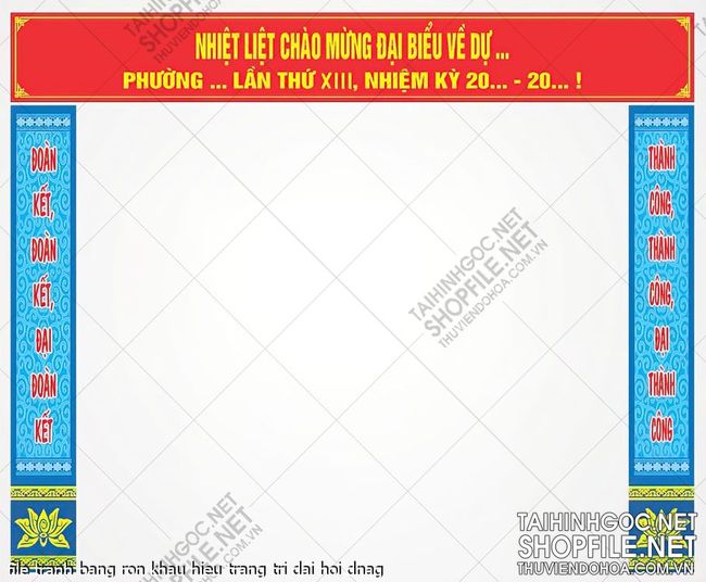 file tranh bang ron khau hieu trang tri dai hoi dnag 