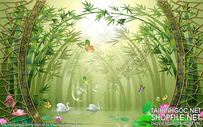file tranh canh cong tron di ra khu rung mong mo