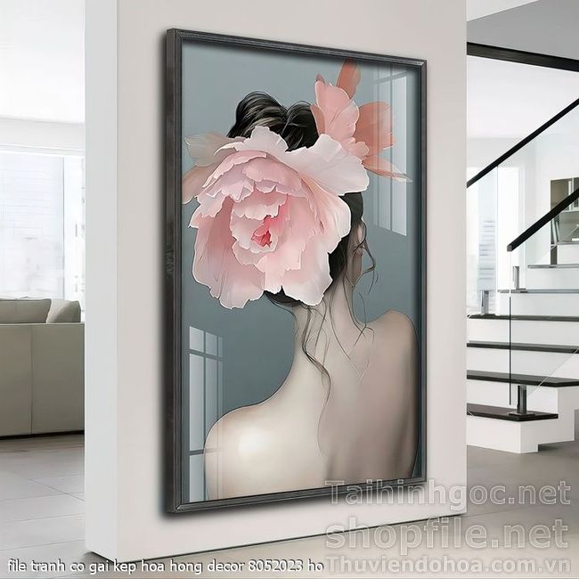 file tranh co gai kep hoa hong decor 8052023 ho