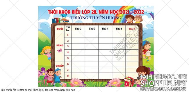 file tranh file vector ai thoi khoa bieu tre em mam non tieu hoc