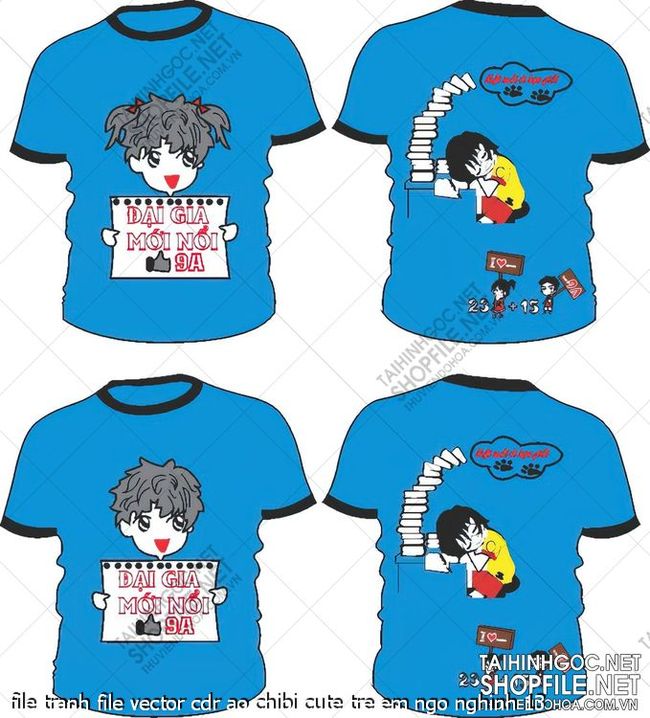file tranh file vector cdr ao chibi cute tre em ngo nghinh 13