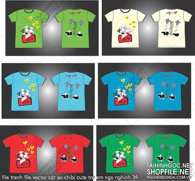 file tranh file vector cdr ao chibi cute tre em ngo nghinh 34