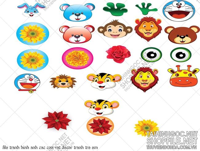 file tranh hinh anh cac con vat decor tranh tre em