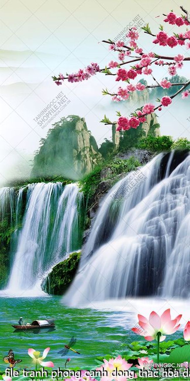 file tranh phong canh dong thac hoa dao