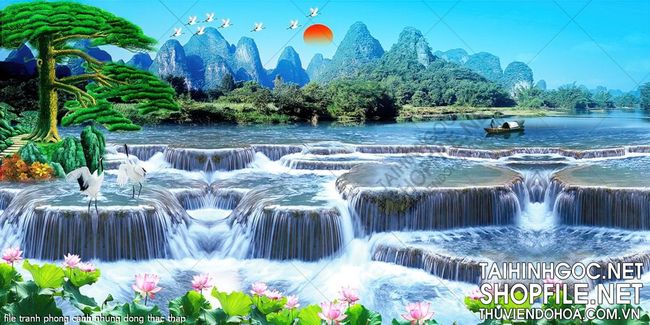 file tranh phong canh nhung dong thac thap