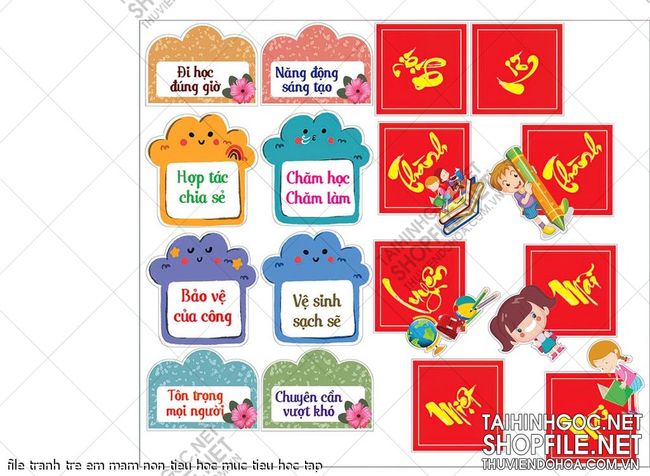 file tranh tre em mam non tieu hoc muc tieu hoc tap