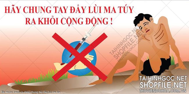 file vector tranh co dong chung tay day lui ma tuy