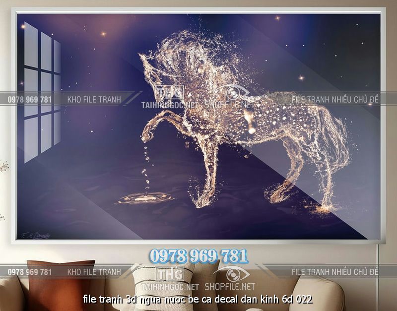 file tranh 3d ngua nuoc be ca decal dan kinh 6d 022