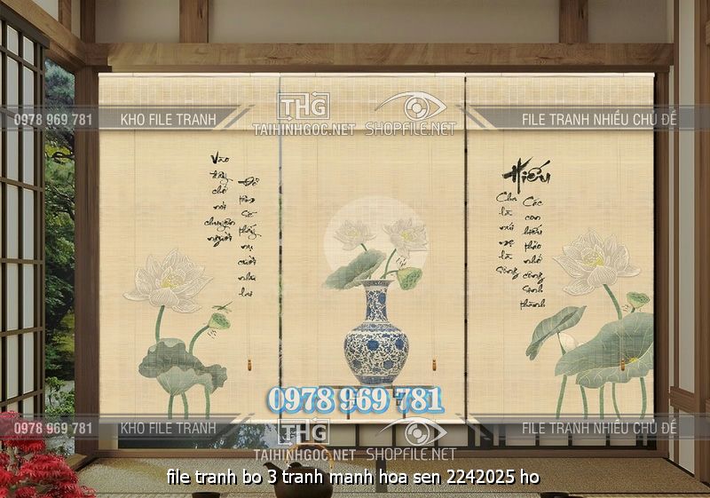 file tranh bo 3 tranh manh hoa sen 2242025 ho