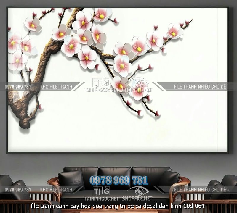file tranh canh cay hoa doa trang tri be ca decal dan kinh 10d 064