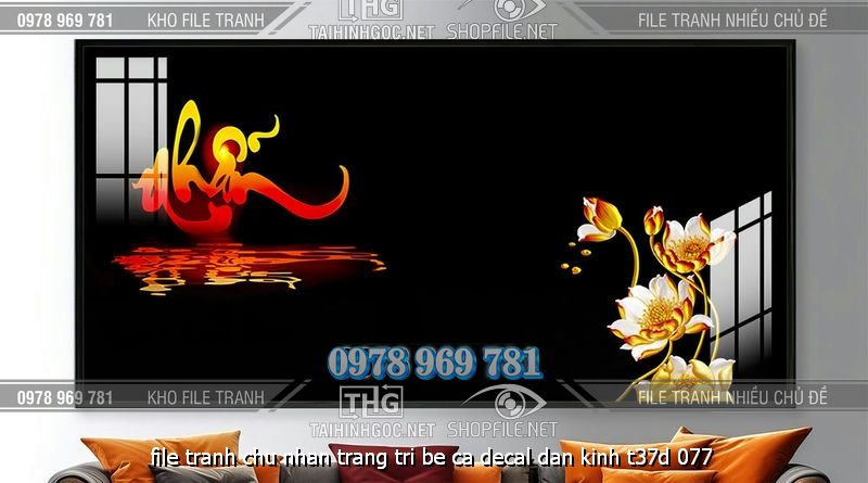 file tranh chu nhan trang tri be ca decal dan kinh t37d 077