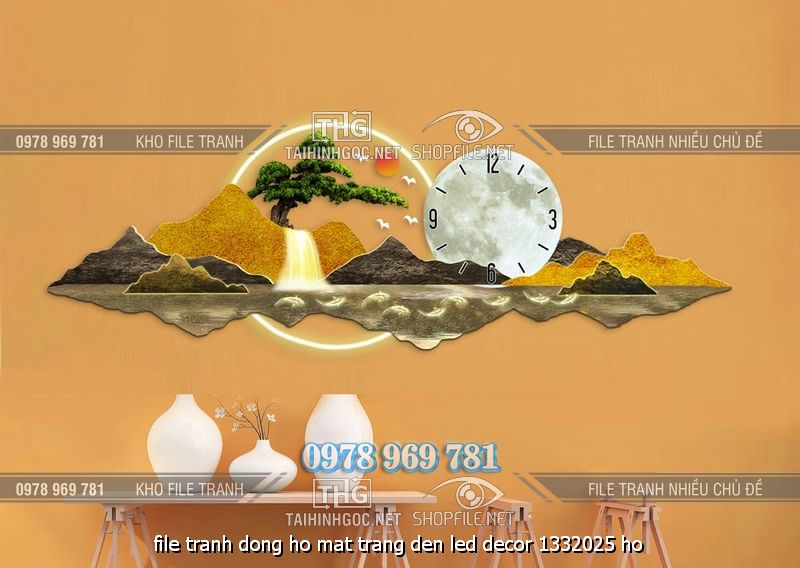 file tranh dong ho mat trang den led decor 1332025 ho