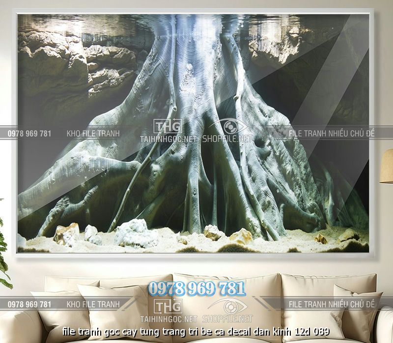 file tranh goc cay tung trang tri be ca decal dan kinh 12d 089