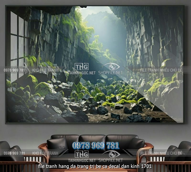 file tranh hang da trang tri be ca decal dan kinh 1701