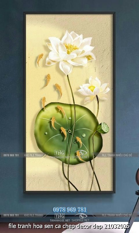file tranh hoa sen ca chep decor dep 21032025