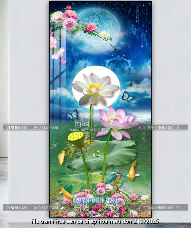 file tranh hoa sen ca chep hoa mau don 24072025