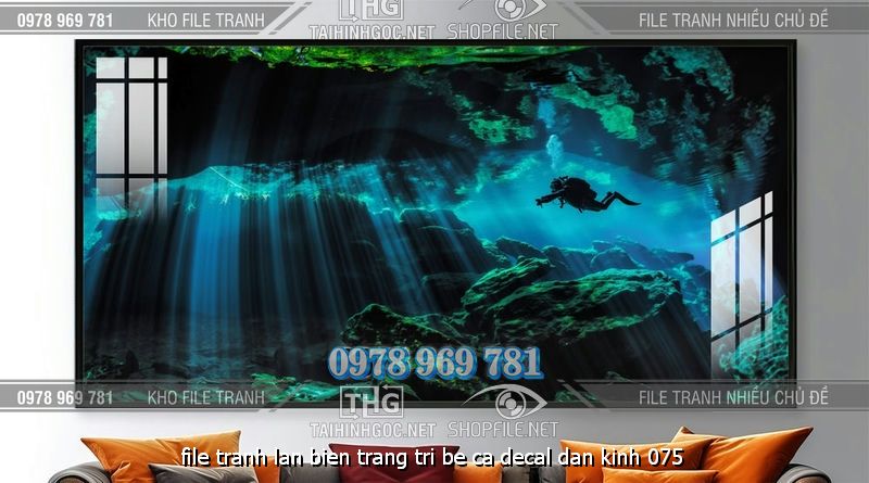 file tranh lan bien trang tri be ca decal dan kinh 075
