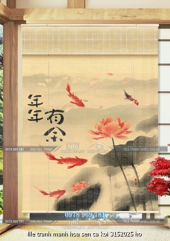 file tranh manh hoa sen ca koi 3152025 ho