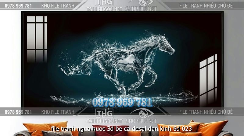 file tranh ngua nuoc 3d be ca decal dan kinh 6d 023