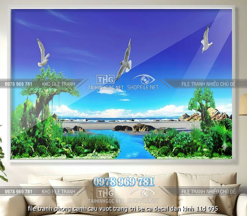 file tranh phong canh cau vuot trang tri be ca decal dan kinh 11d 095