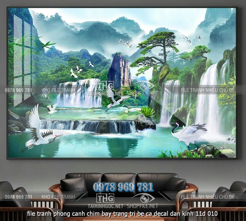 file tranh phong canh chim bay trang tri be ca decal dan kinh 11d 010