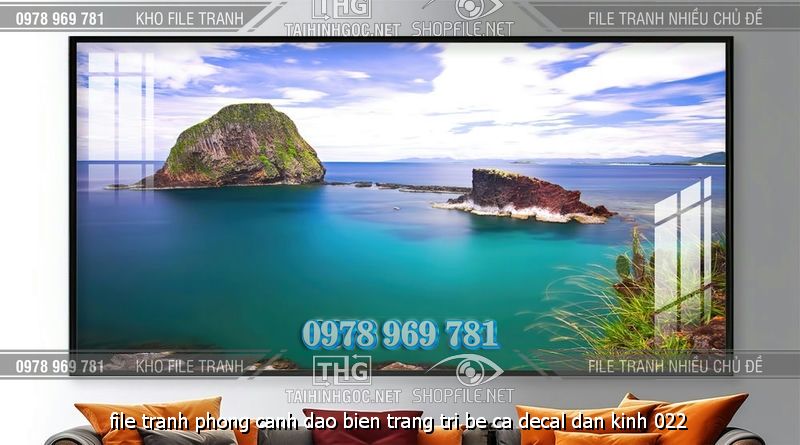 file tranh phong canh dao bien trang tri be ca decal dan kinh 022