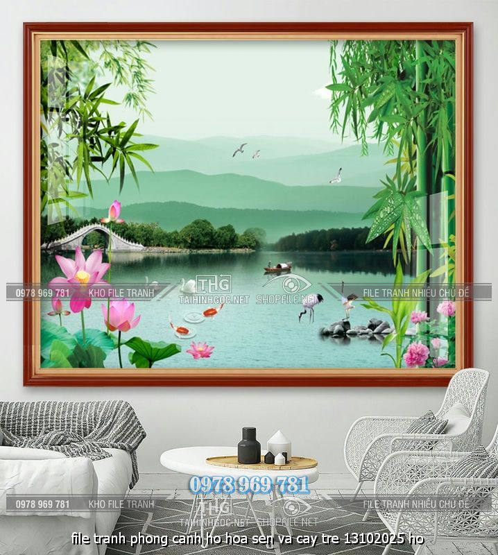 file tranh phong canh ho hoa sen va cay tre 13102025 ho