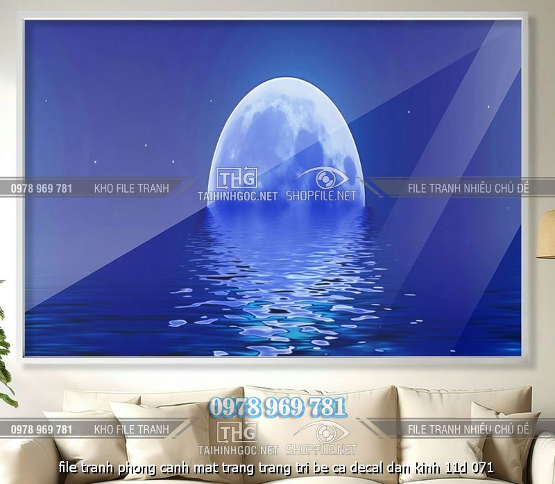 file tranh phong canh mat trang trang tri be ca decal dan kinh 11d 071