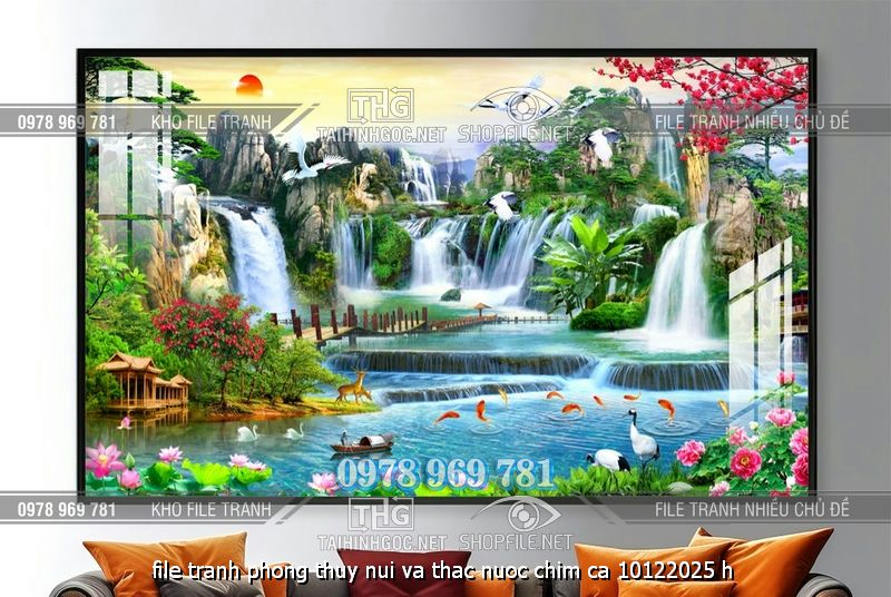 file tranh phong thuy nui va thac nuoc chim ca 10122025 h