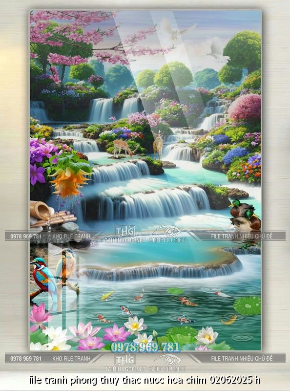 file tranh phong thuy thac nuoc hoa chim 02062025 h