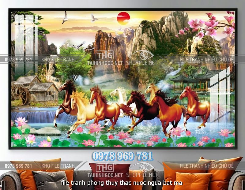 file tranh phong thuy thac nuoc ngua bat ma