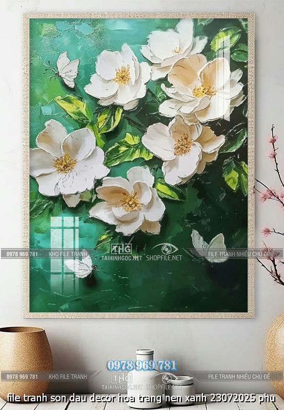 file tranh son dau decor hoa trang nen xanh 23072025 phu