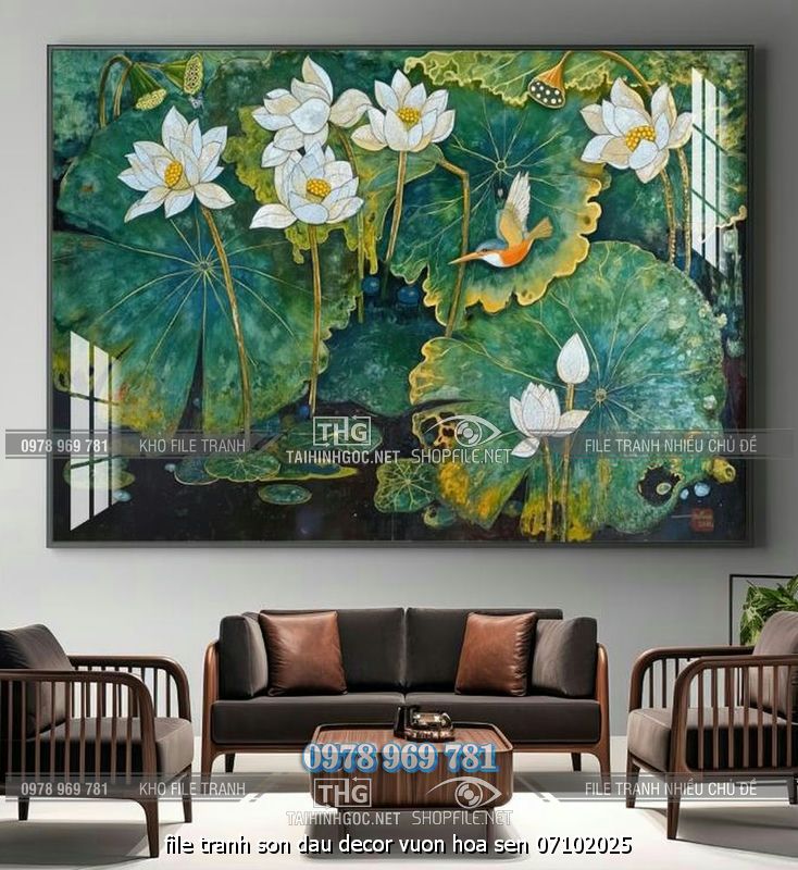 file tranh son dau decor vuon hoa sen 07102025