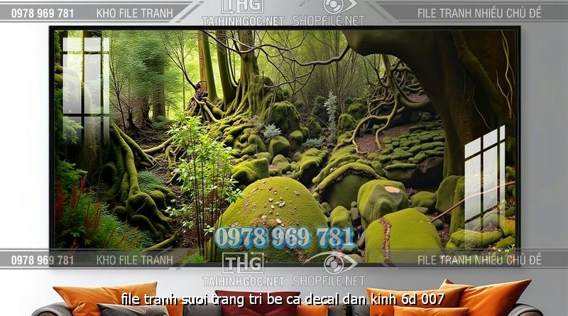 file tranh suoi trang tri be ca decal dan kinh 6d 007