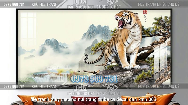 file tranh thuy mac ho nui trang tri be ca decal dan kinh 063