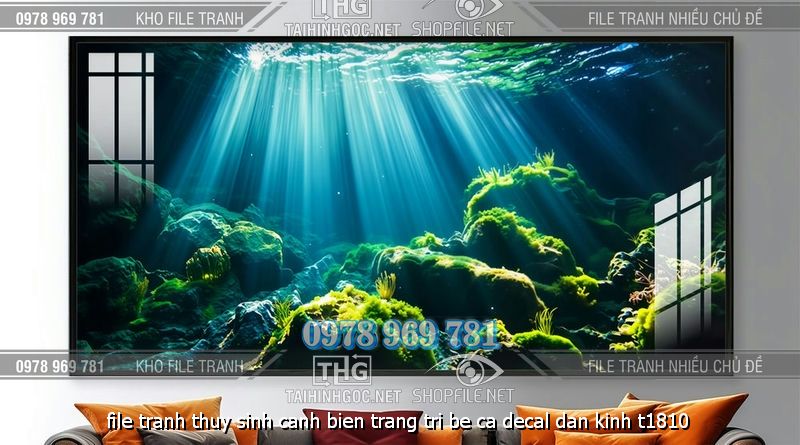 file tranh thuy sinh canh bien trang tri be ca decal dan kinh t1810
