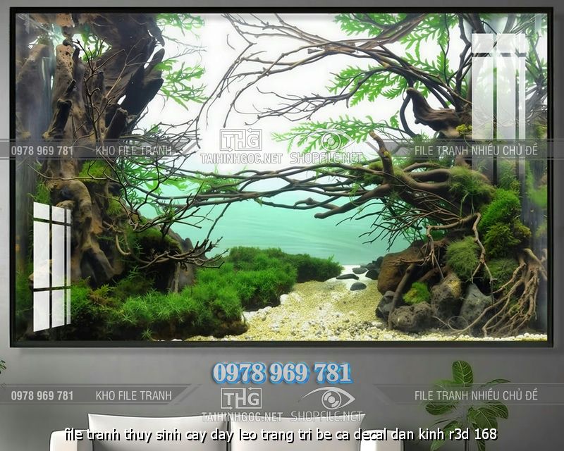 file tranh thuy sinh cay day leo trang tri be ca decal dan kinh r3d 168