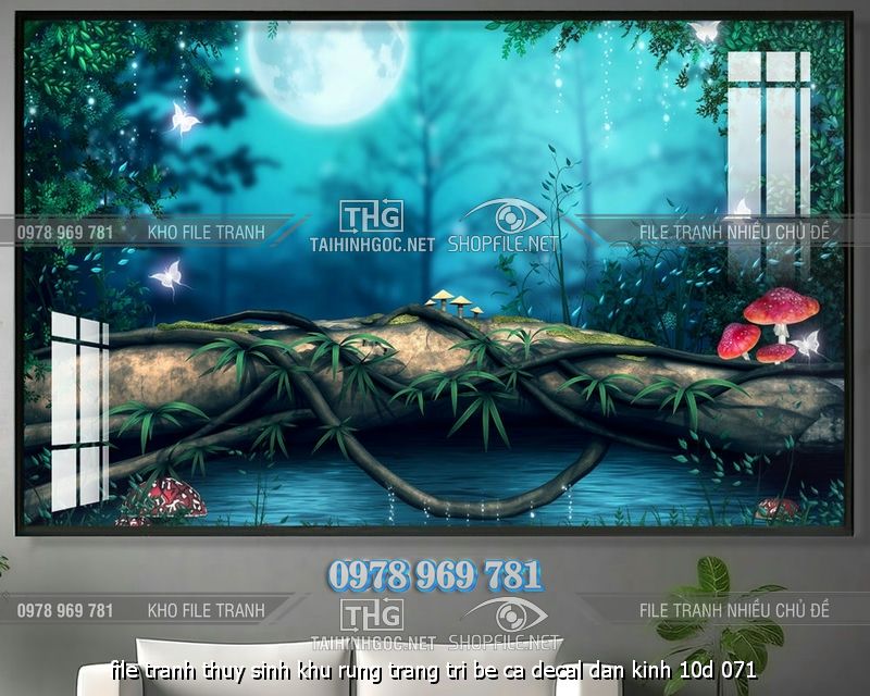 file tranh thuy sinh khu rung trang tri be ca decal dan kinh 10d 071