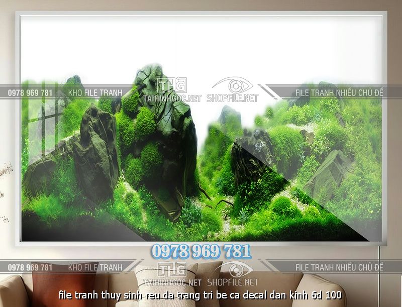 file tranh thuy sinh reu da trang tri be ca decal dan kinh 6d 100