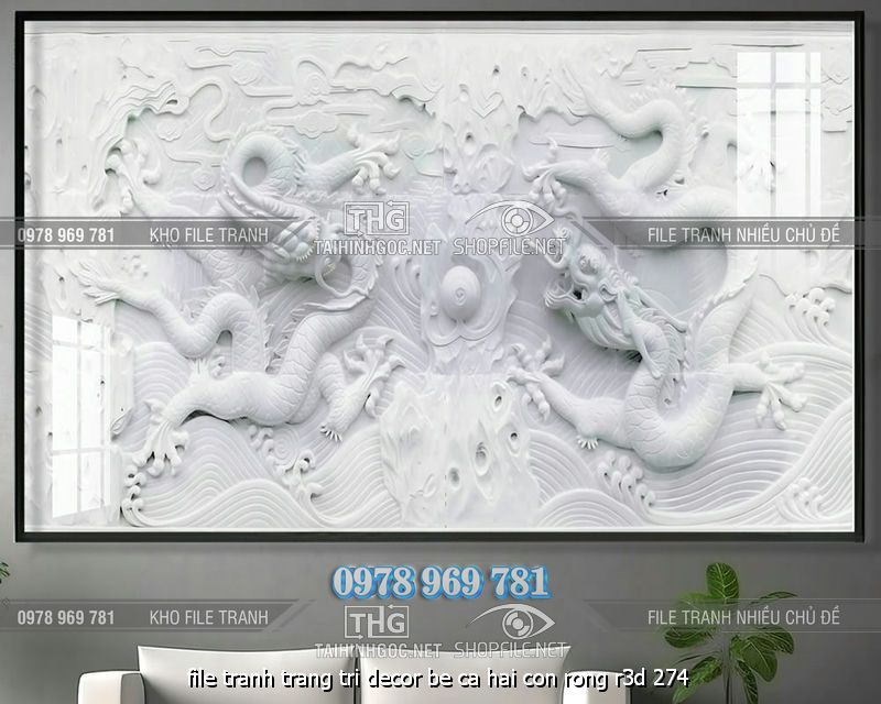 file tranh trang tri decor be ca hai con rong r3d 274