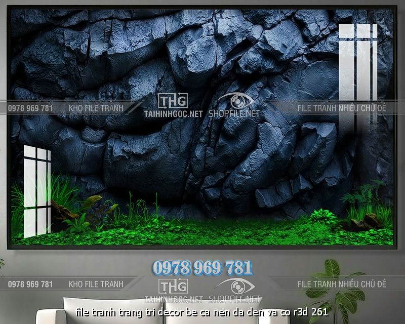file tranh trang tri decor be ca nen da den va co r3d 261