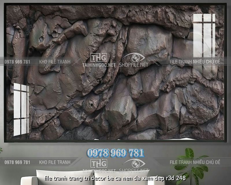 file tranh trang tri decor be ca nen da xam dep r3d 248